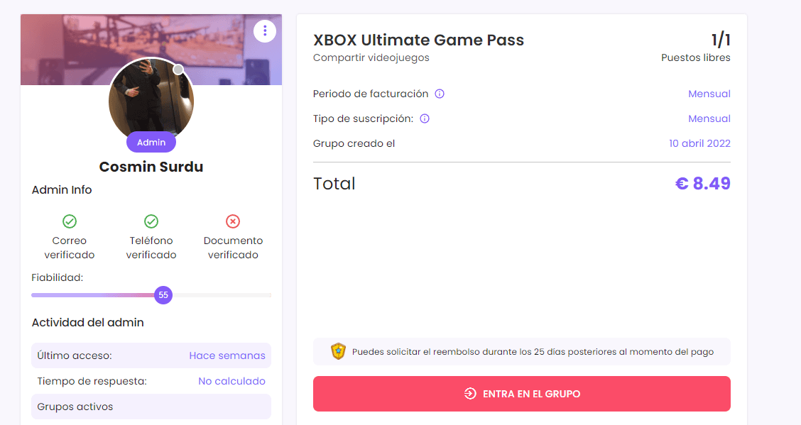 Elección de grupo xbox ultimate