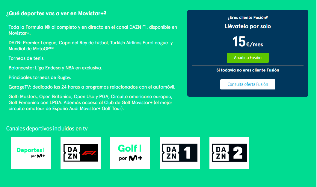 Golf en Movistar+ deportes precio