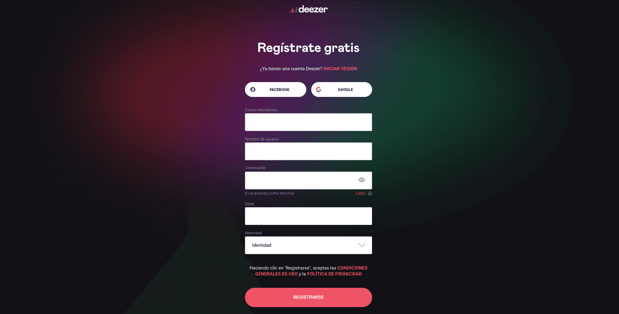 Cómo crear una cuenta de Deezer España