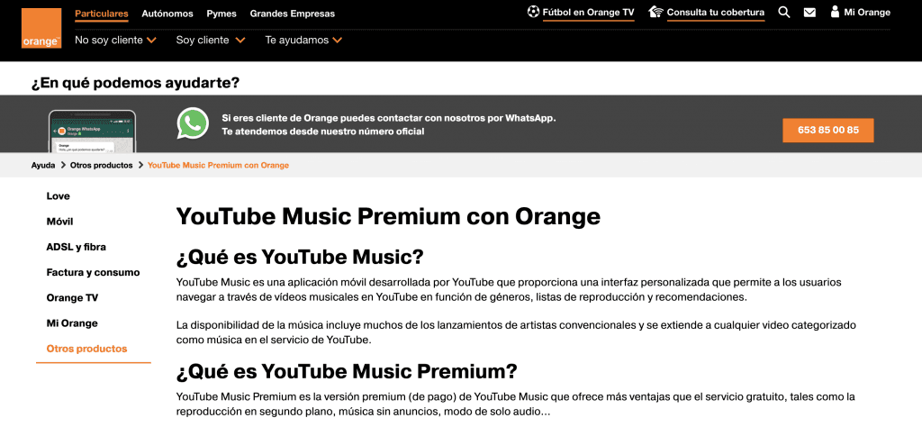 Oferta youtube premium con orange
