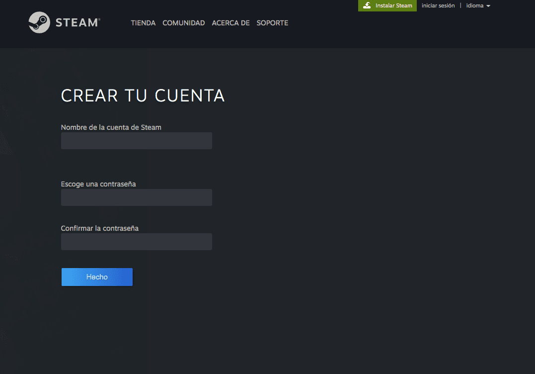 Cómo crear una cuenta de steam