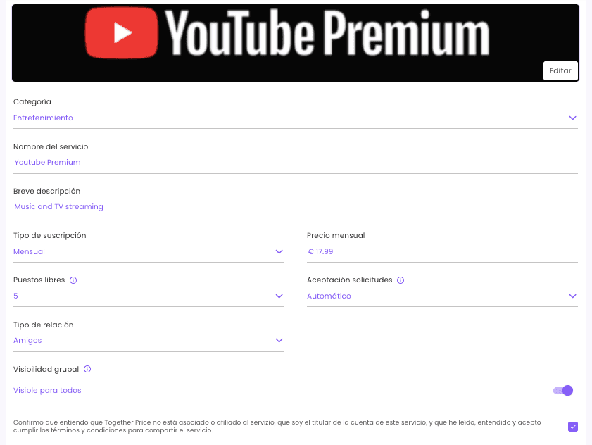 Cómo crear un grupo por Youtube Premium familiar