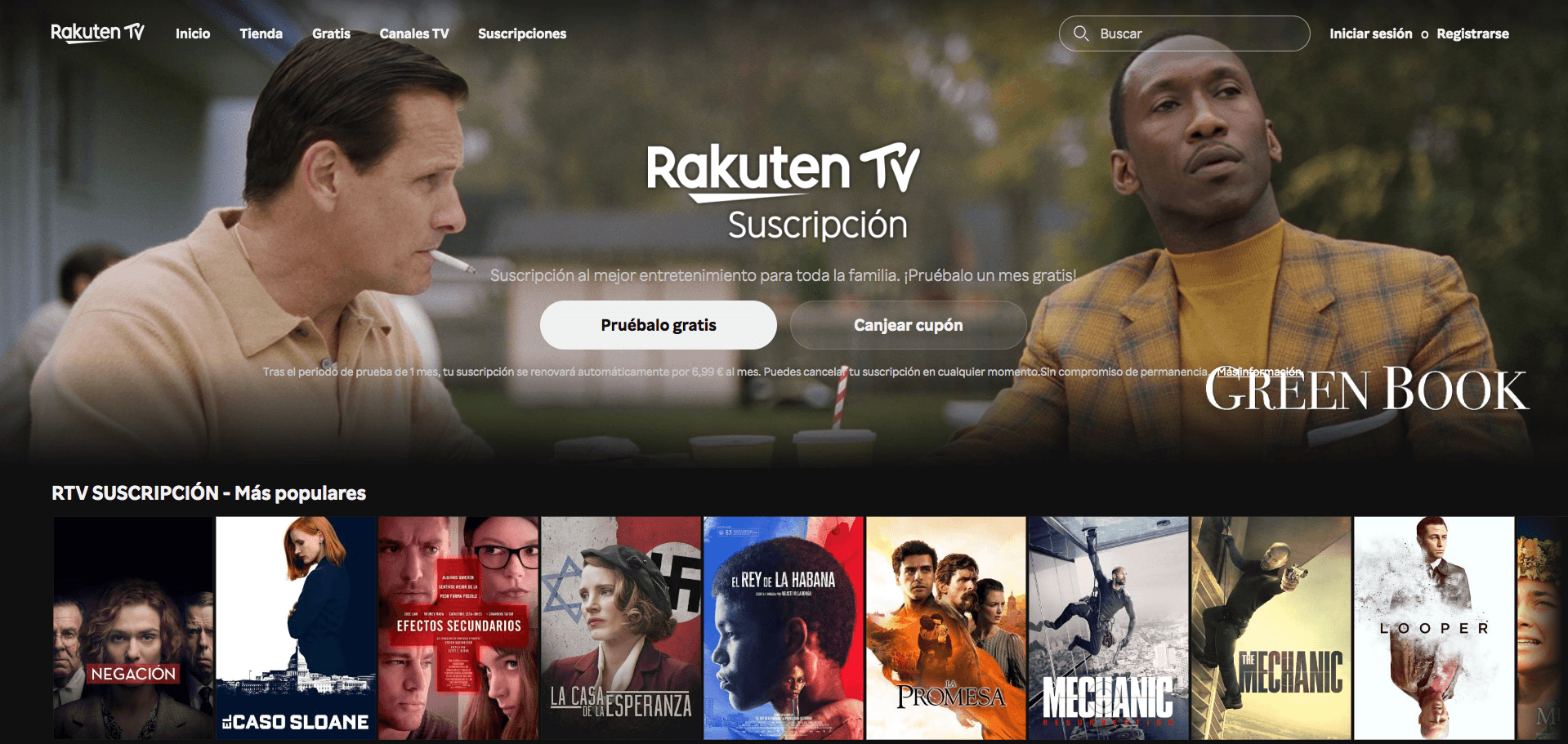 Rakuten tv primer gratis de suscripción