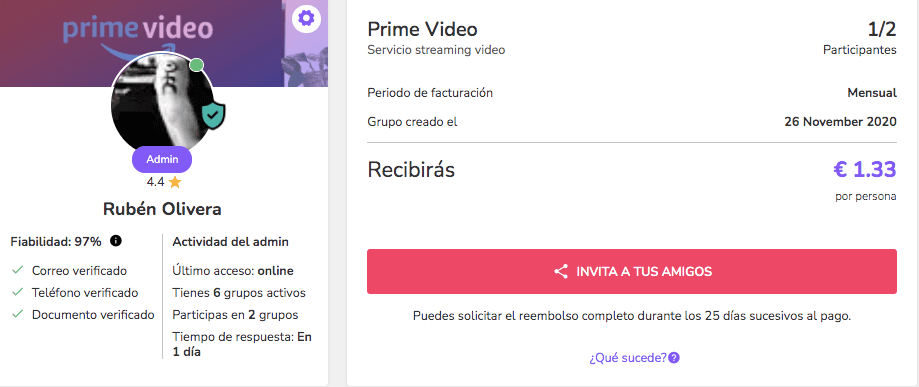 Compartir amazon prime video como Admin