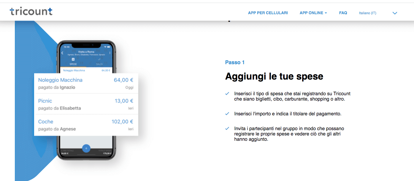 Tricount app per dividere le spese di viaggio