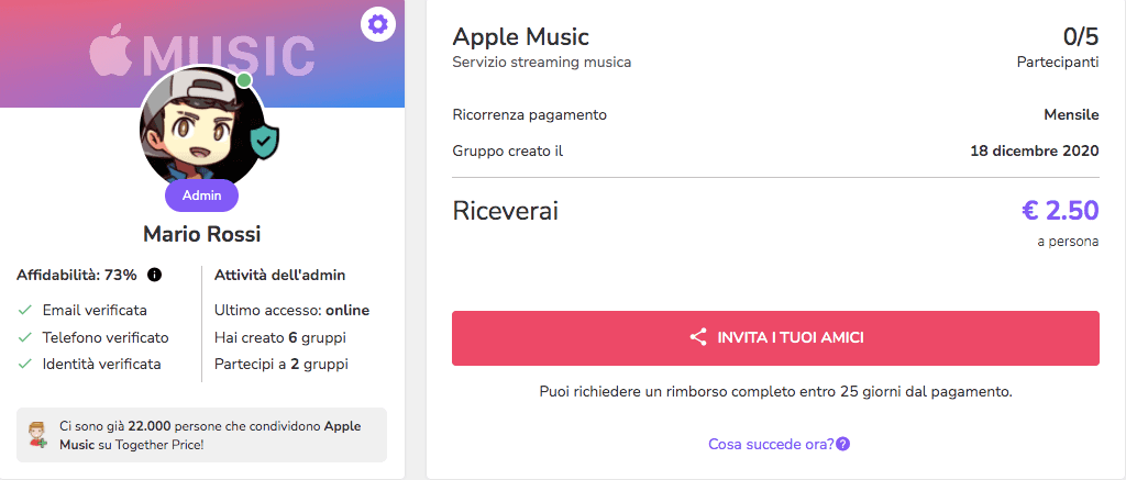 Condivisione Apple Music - Admin