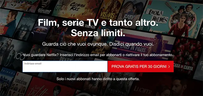 Abbonamento Netflix prepagato da 25€;