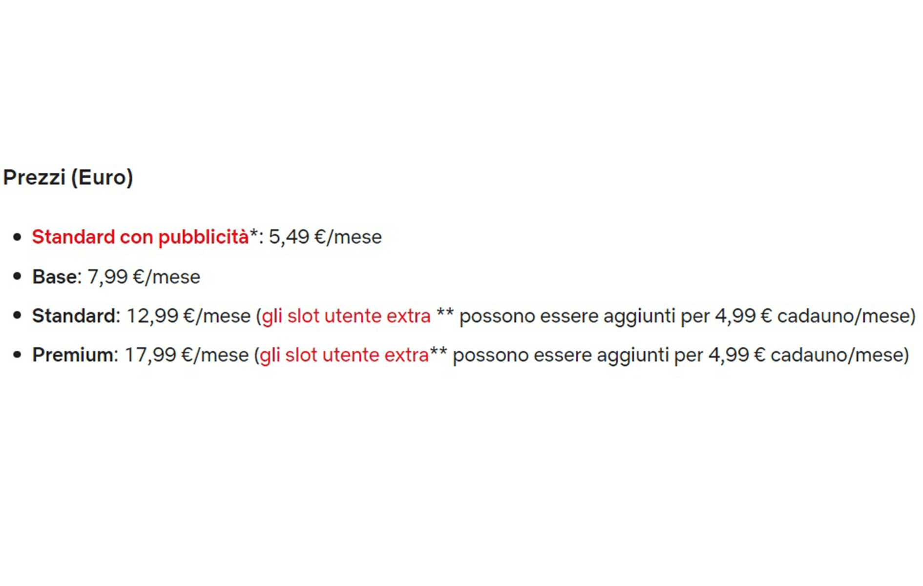 Prezzi e piani di Netflix in Italia.
