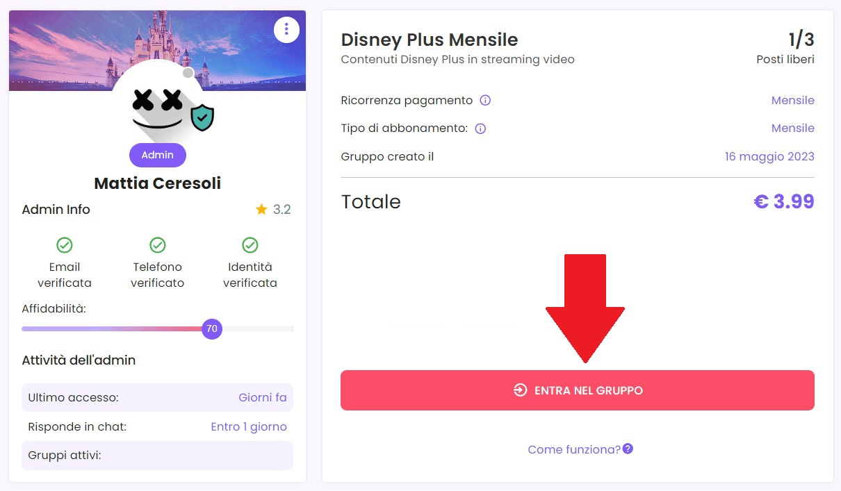 Disney Plus prova gratuita non c'è più? Nessun problema! Iscriviti a Together Price come Joiner e usufruisci dell'abbonamento di un Admin e risparmia!