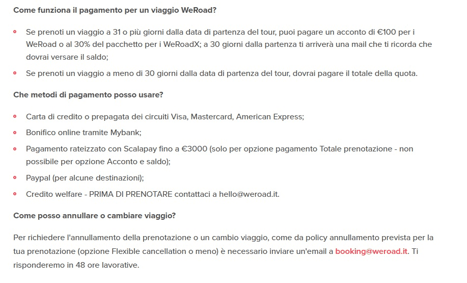 Pagamento dei viaggi di gruppo