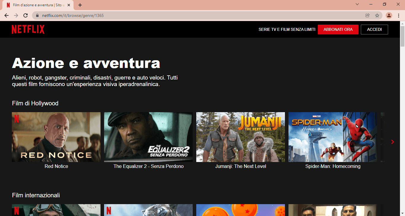 Codici Netflix: Action and adventure - Go to http www.netflix.com browse genre and insert your selected code 