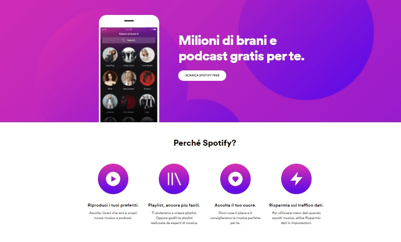 Ascoltare musica, podcast e brani musicali con la tua playlist su Spotify Free è una possibilità.