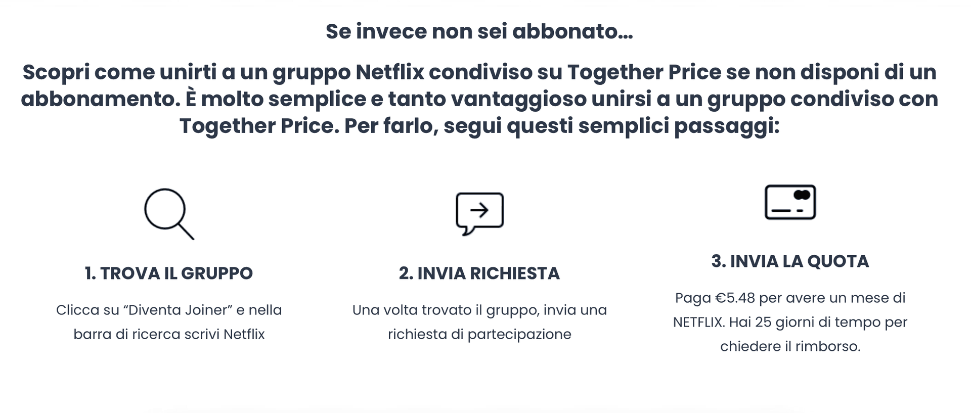 Condividi Netflix con Together Price. Anche se non vivi con il titolare di un abbonamento, Netflix oggi ti autorizza legalmente a condividere un account + Extra.