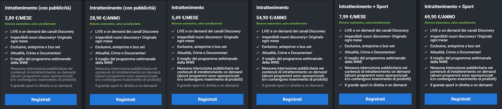 Abbonarsi a Discovery+ è gratis. 