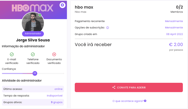 Como compartilhar HBO MAX como administrador