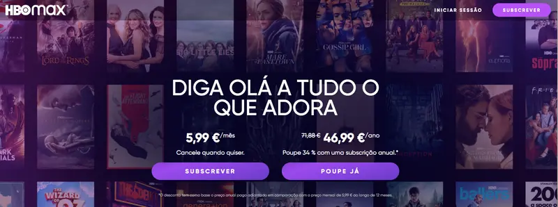 Subscrição mensal da HBO Max aumenta de preço em Portugal