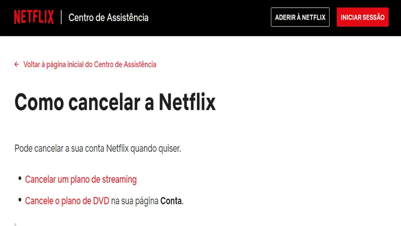 Como cancelar a assinatura da Netflix?