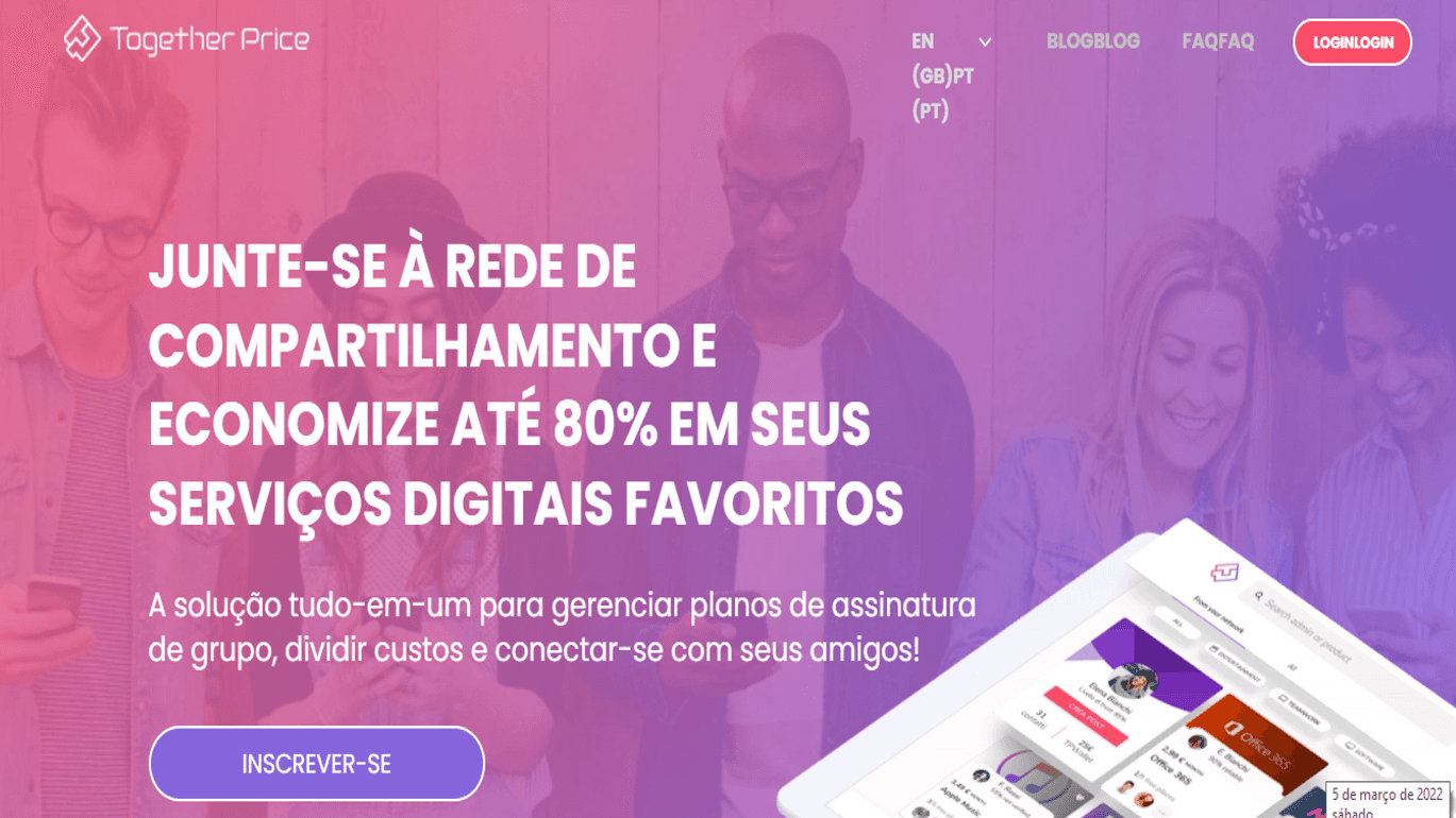 inscrição no site do Together Price