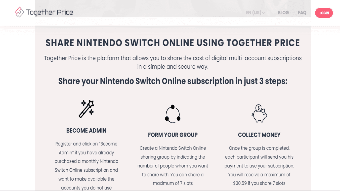 Como compartilhar nintendo switch online com Together Price