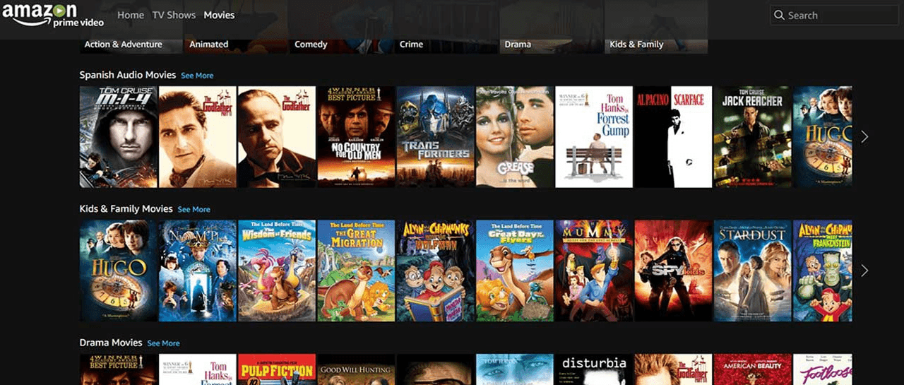 Amazon prime Video filmes e séries