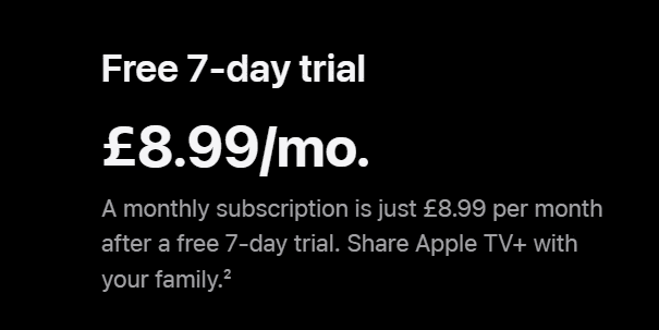 Pay just £8.99/month to access all the benefits of Apple TV Plus. 