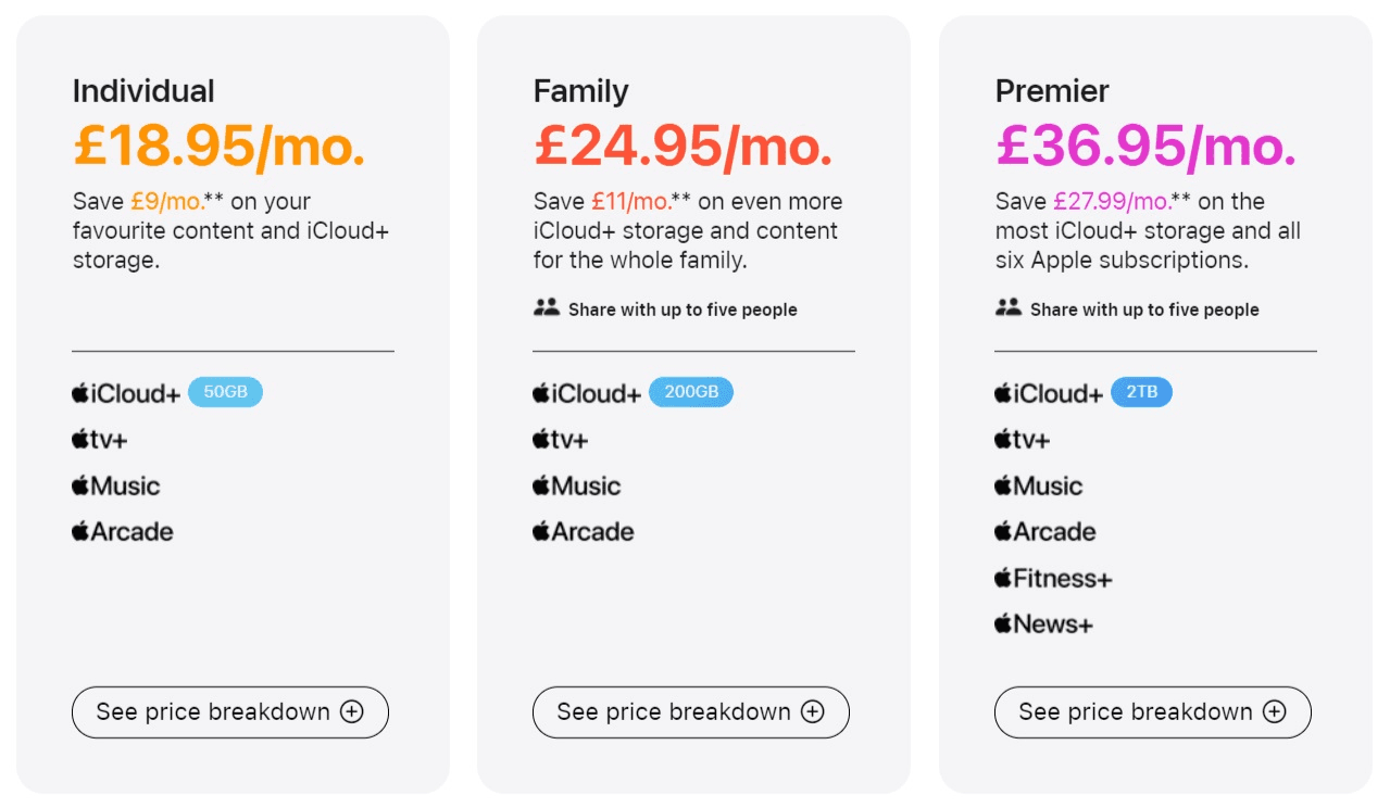 Apple One costs