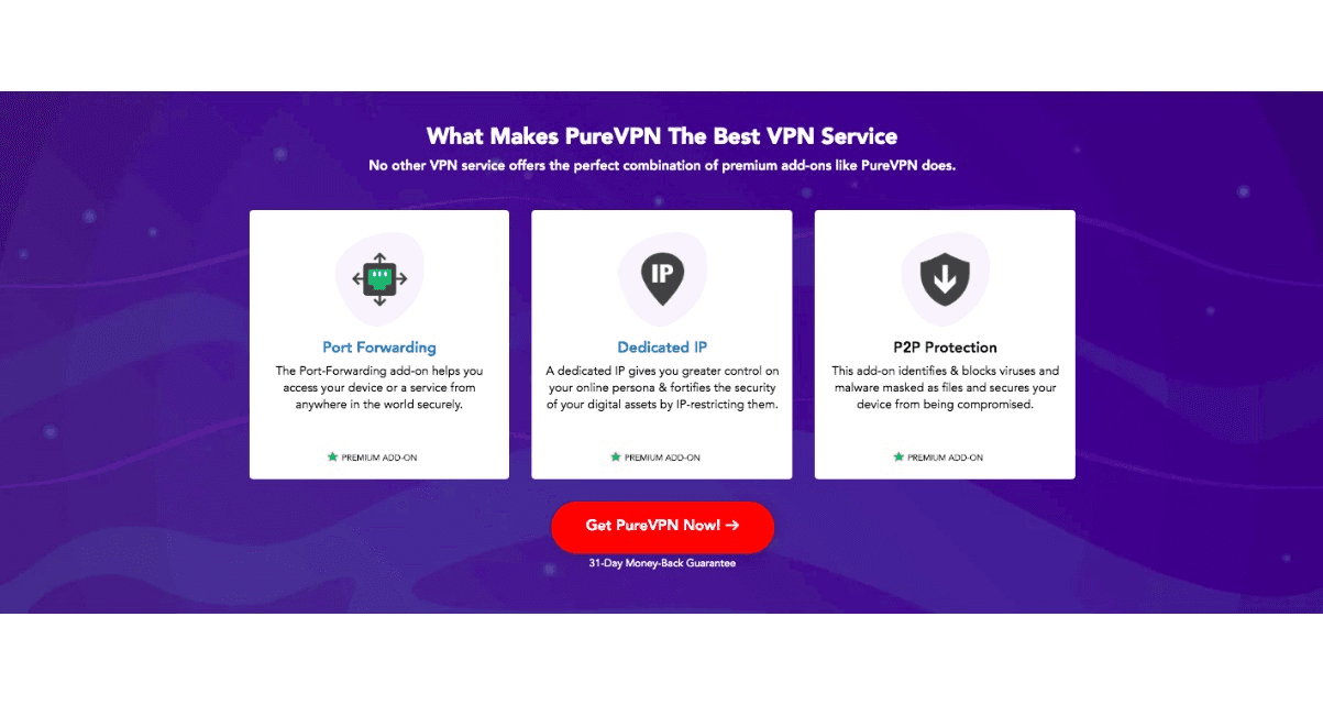 The PureVPN operating system allows P2P networking