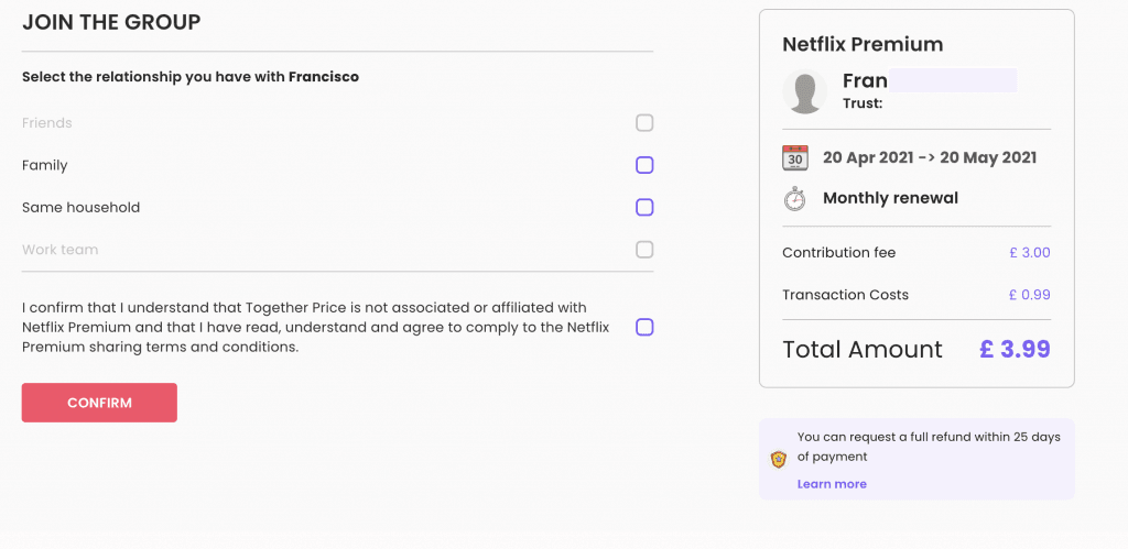 request to join netflix group
