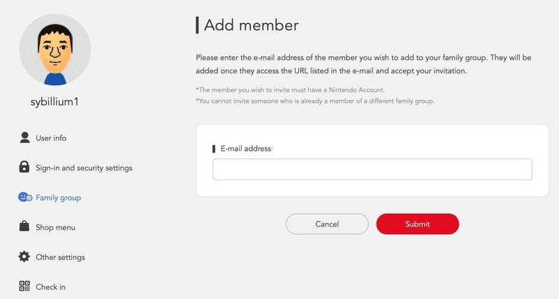 Add members to your family group. 