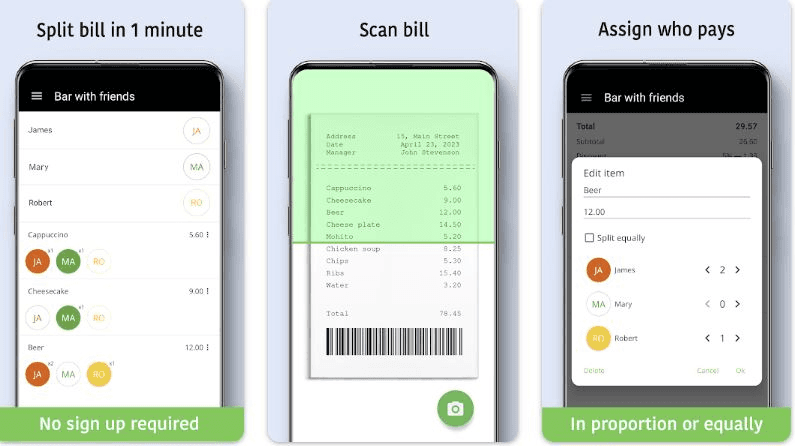Split your dinner costs between a group by scanning the receipt on Snap and split bill. 