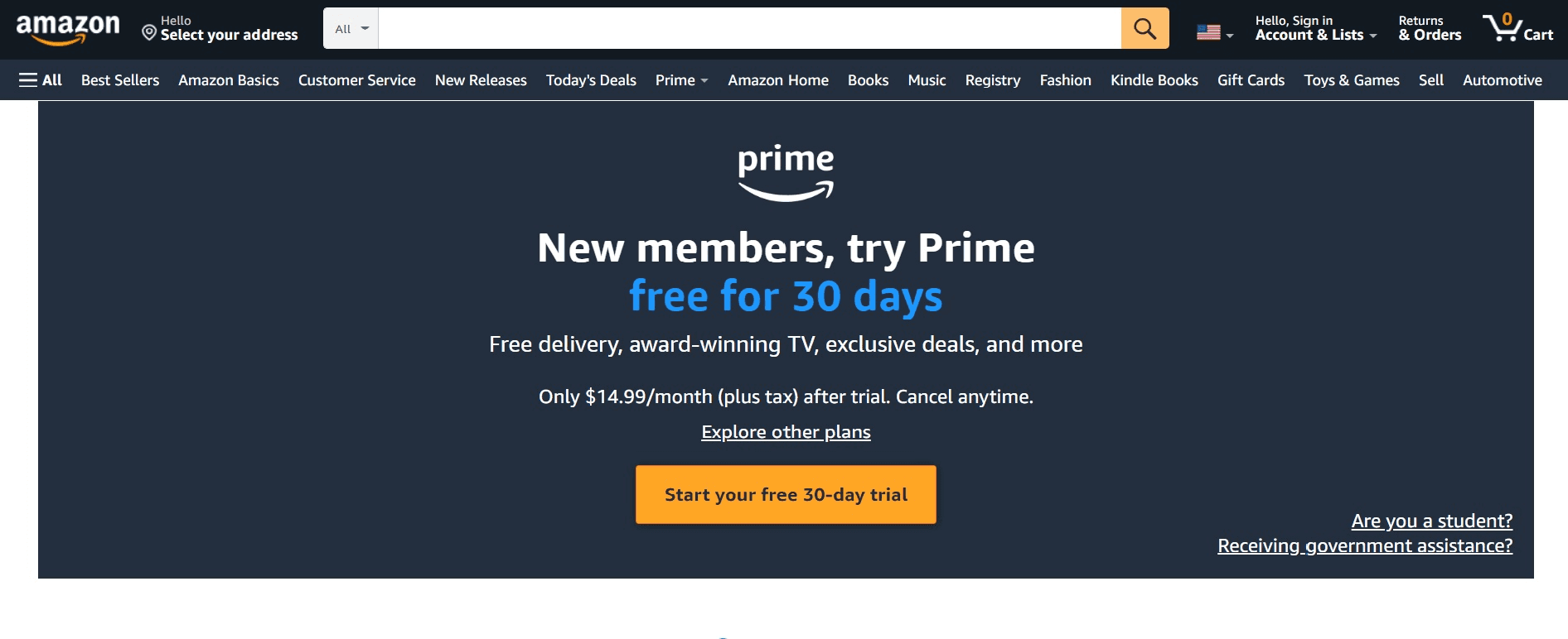 Become an Amazon Prime member