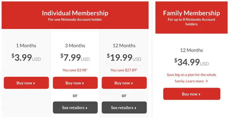 Nintendo Switch Online: Prices and Features of the Family Plan