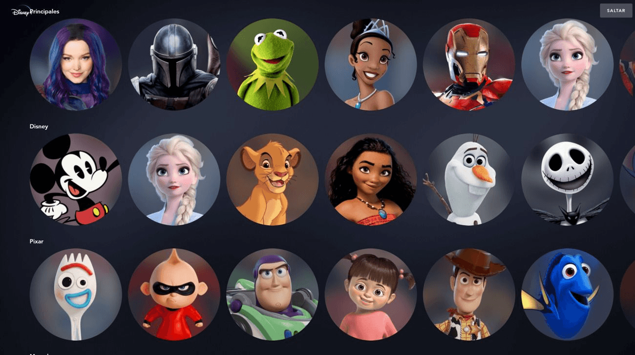 Choose a different Disney character for each profile. They are all totally customised!