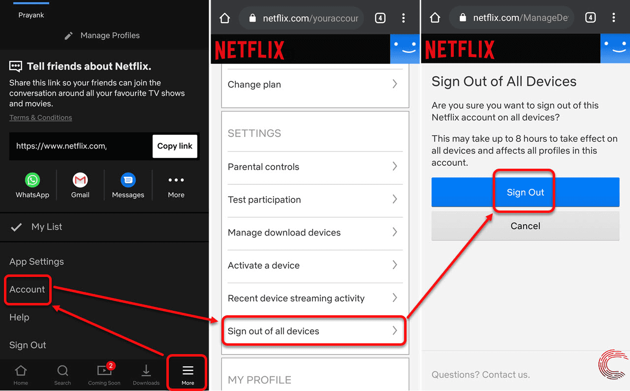 Select sign out all your devices, then change password, to stop users logging back into the app. 