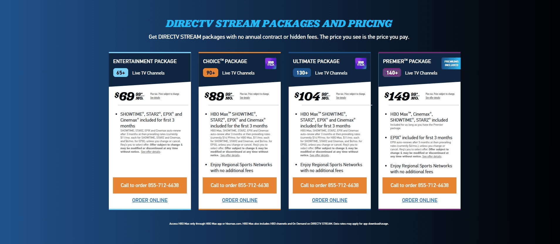 DirecTV Stream Packages: cost