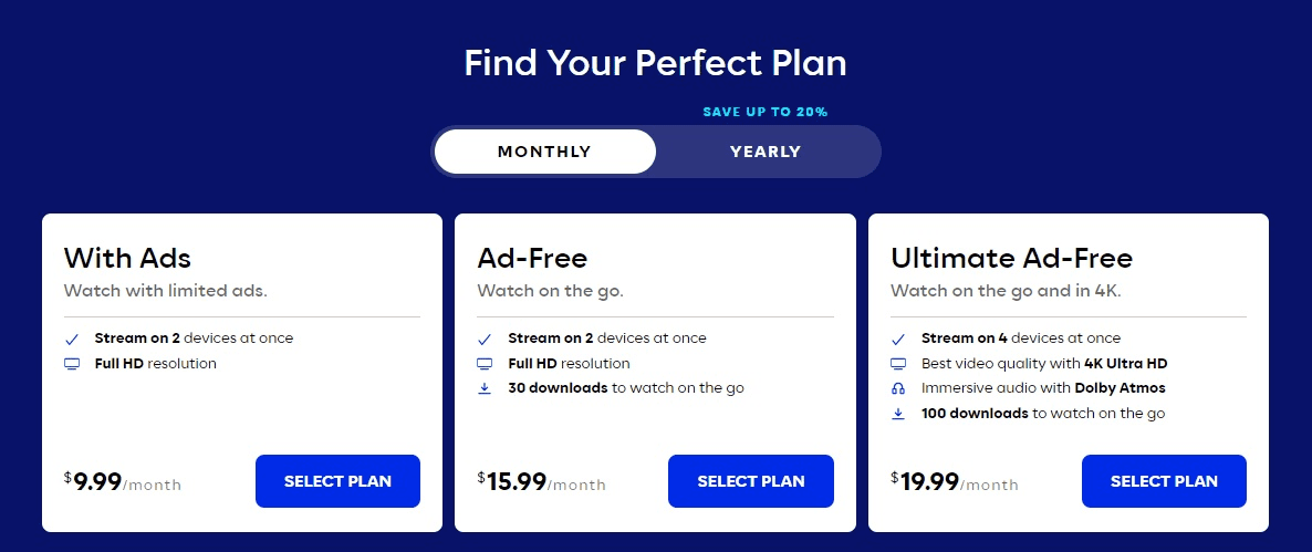 The cost of a monthly HBO membership for both plans