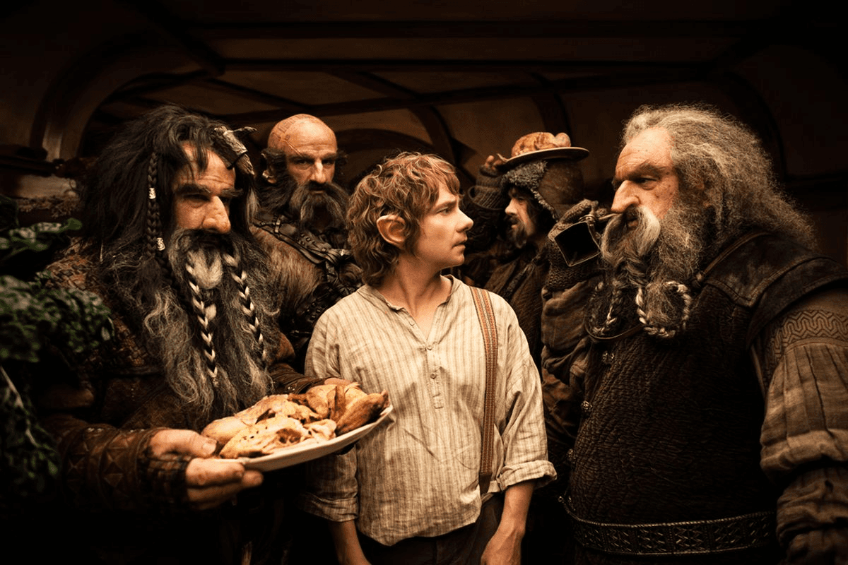 A scene from The Hobbit: An Unexpected Journey, directed by Peter Jackson. Martin Freeman is young Bilbo Baggins. 