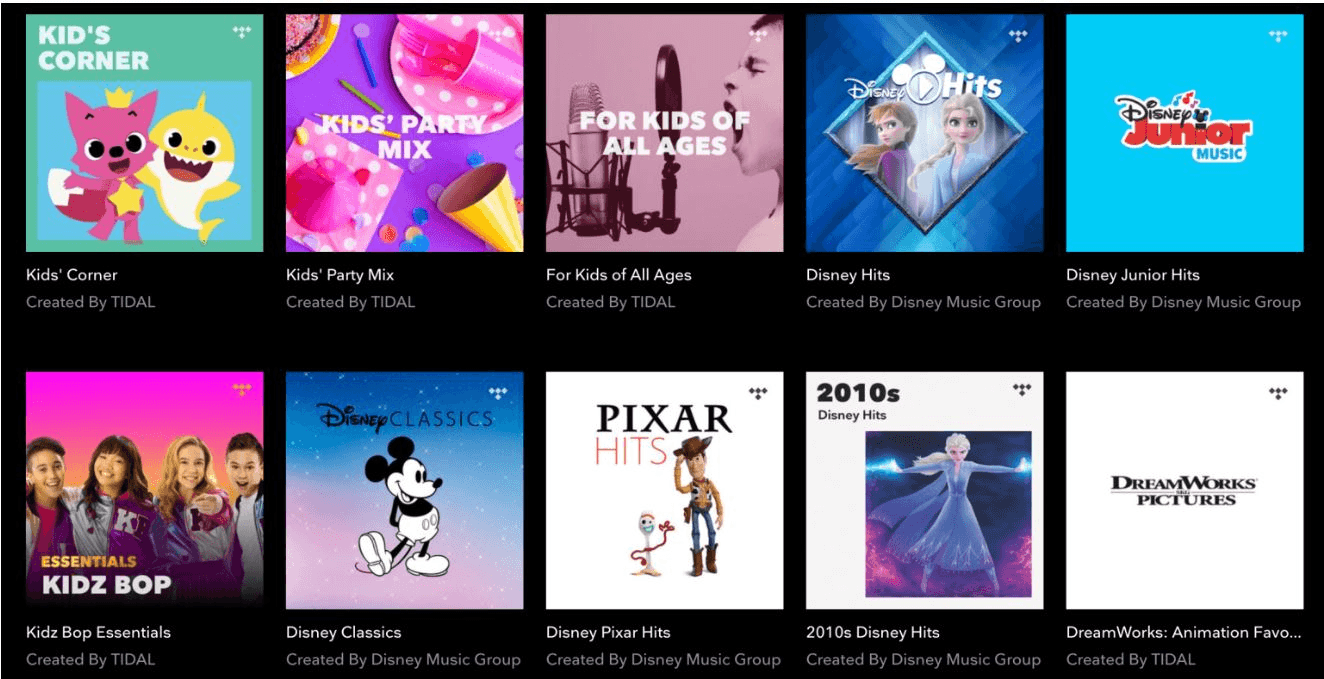 There are many childrens playlists on Tidal such as Disney Classics and Kidz Bop. What's their favorite song or playlist?