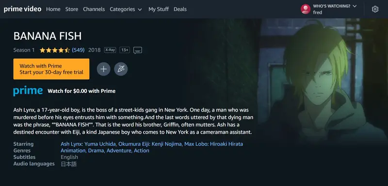 BANANA FISH - Prime Video