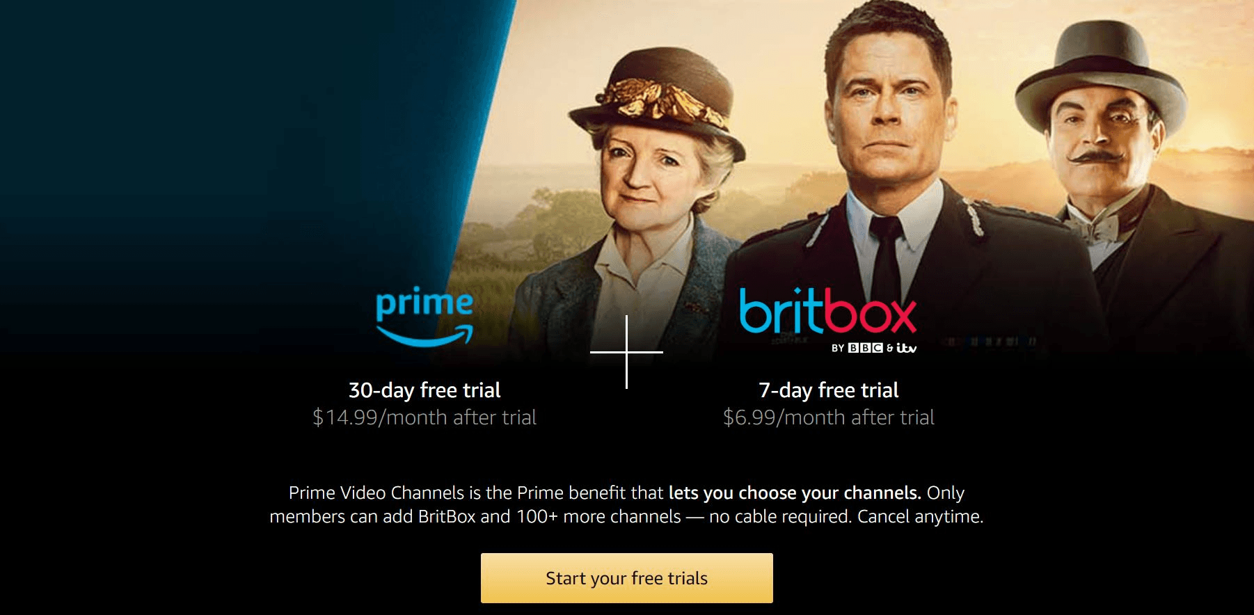 Customers access seven days free trial. After seven day Britbox free trial you will pay for your subscription service. Customers with a BT broadband package in the UK get access to the Britbox site for free for longer.