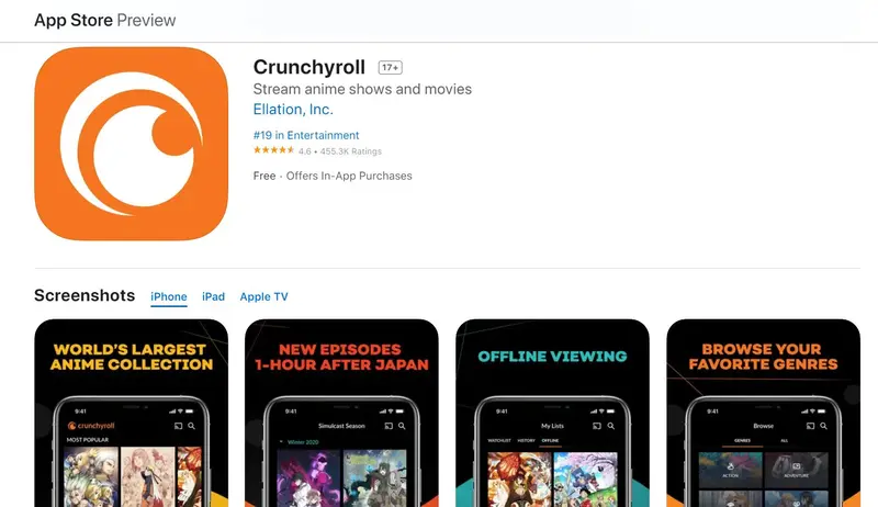 Crunchyroll na App Store