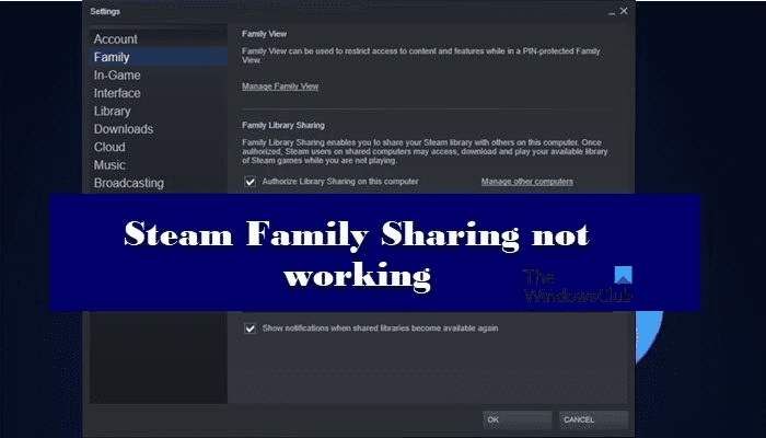 בעיות שיתוף ספרייה של Steam Family