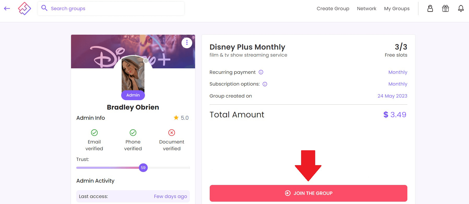 Follow three easy steps to subscribe and become a Joiner. 1. Find the sharing group. 2. Send the request. 3. Send your payment. And voila, you have Disney plus for a fraction of the price. 