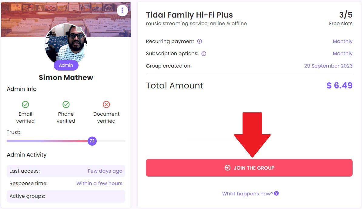 Become a Joiner and share someone else's Tidal Hi-Fi subscription saving more than 80% of the price and enjoying all the perks of a subscription as if it were your own!