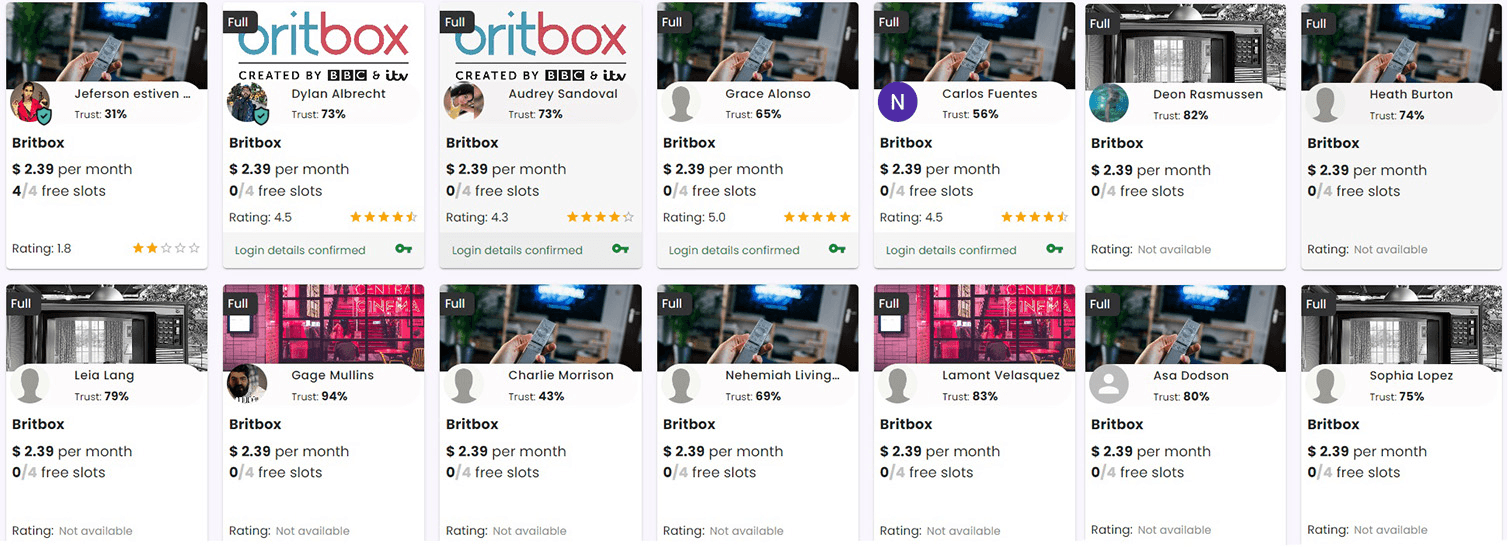 Become an Admin and share your Britbox subscription with other 4 people cutting down your Britbox cost by almost 80% on Together Price.