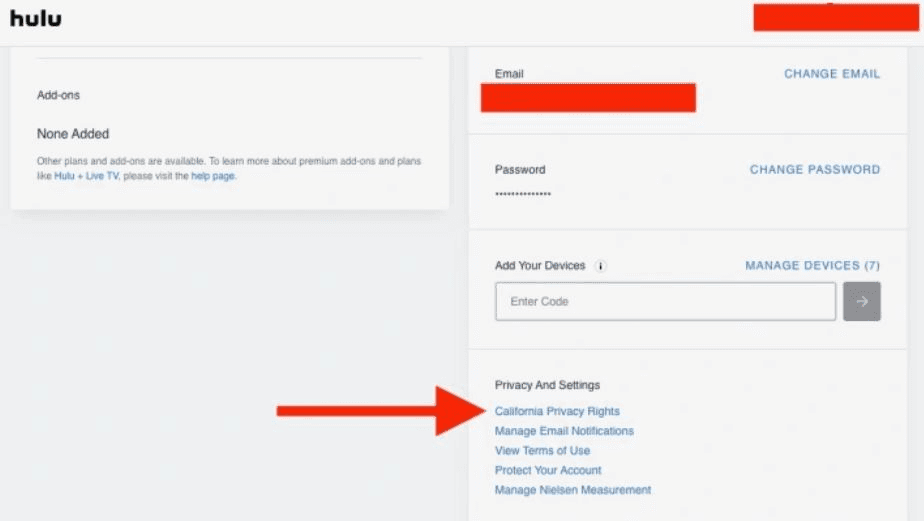 Hulu California Privacy Rights. 