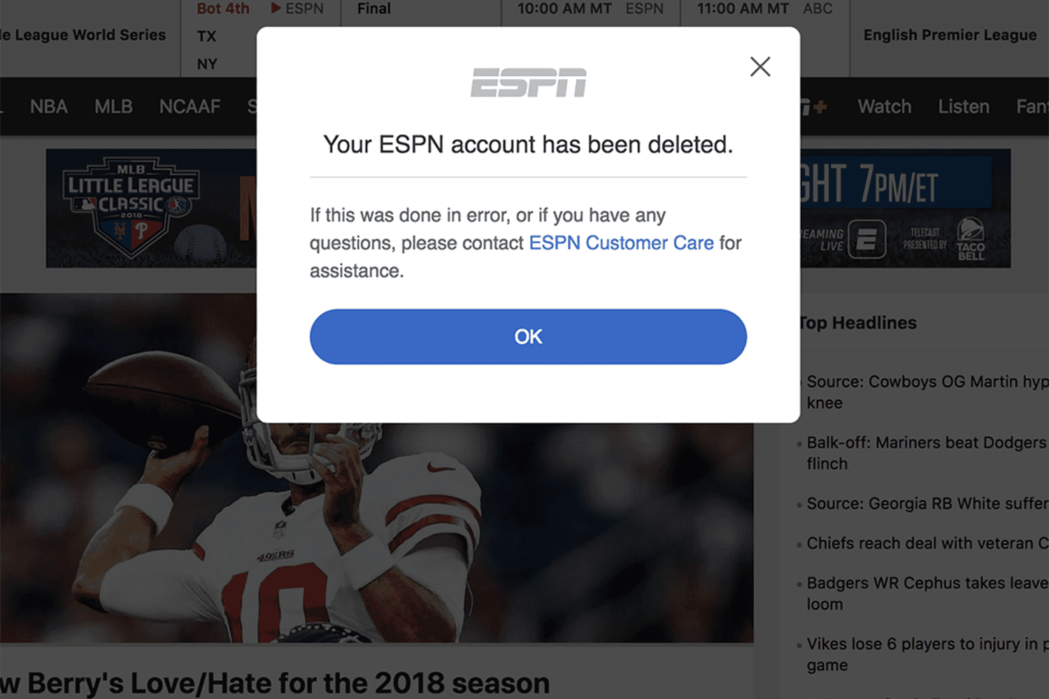 Delete ESPN Account