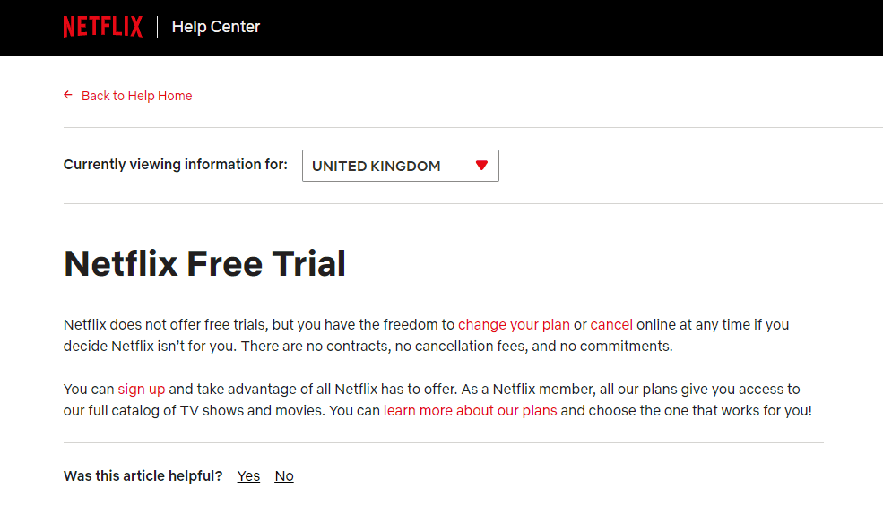 A free Netflix trial is not available anymore