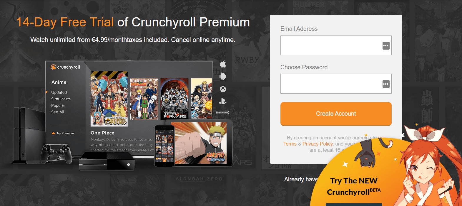 14 day Crunchyroll free trial is available for those who want to try before they buy!